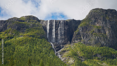 Hydnefossen waterfall in the forest near Hemsedal, Norway. photo