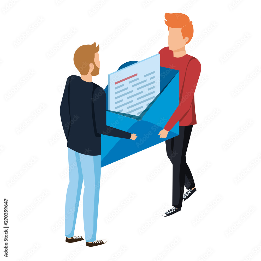 young men lifting envelope mail send young men lifting envelope mail send