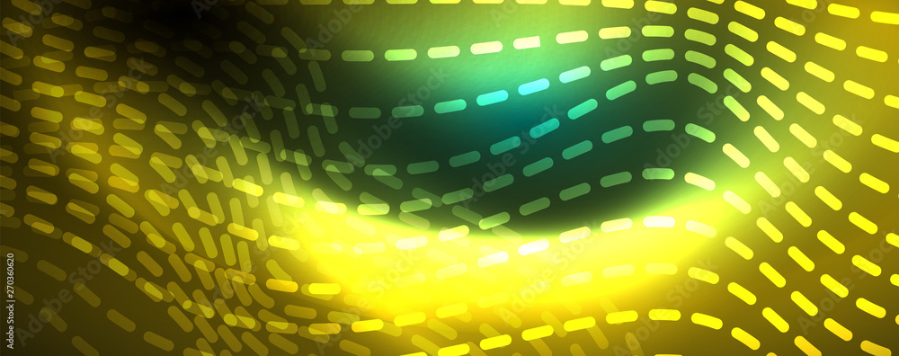 Fototapeta premium Shiny neon vector wave line abstract background, motion concept