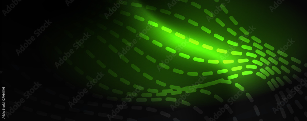 Smoky glowing waves in the dark. Dark abstract background with neon color light and wavy lines. Vector Smoky glowing waves in the dark. Dark abstract background with neon color light and wavy lines. Vector