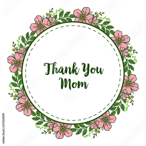 Vector illustration banner thank you mom with elegant pink flower frame © StockFloral