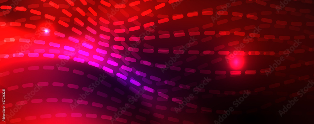 Fototapeta premium Neon vector wave lines abstract background, magic futuristic techno design