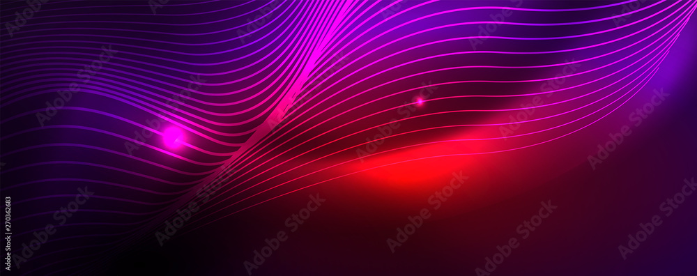 Neon vector wave lines abstract background, magic futuristic techno design Neon vector wave lines abstract background, magic futuristic techno design