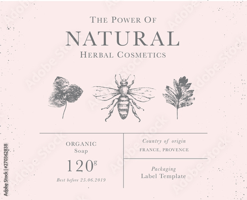 Customizable vintage label of Natural organic herbal products.