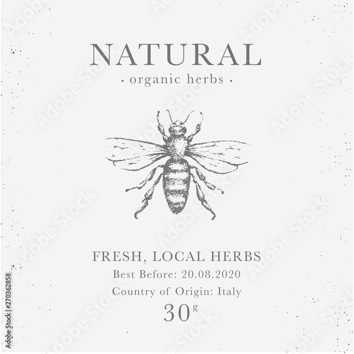 Customizable vintage label of Natural organic honey products.