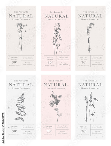 Set of customizable vintage label of Natural organic herbal products. photo