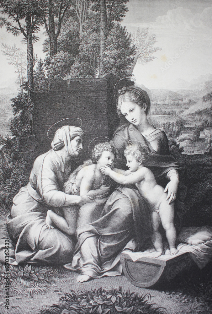 Φωτογραφία The Small Holy Family by Raphael Sanzio in a vintage book Rafael's Madonnen, by A