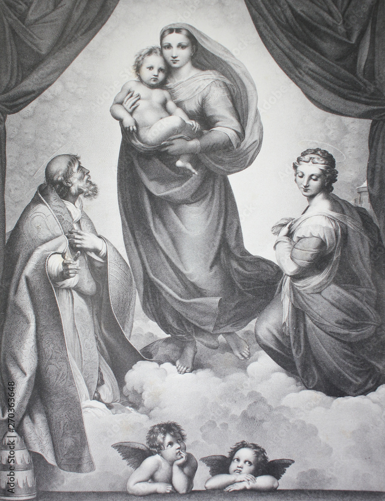 Φωτογραφία The Sistine Madonna, also called the Madonna di San Sisto by Raphael Sanzio in a vintage book Rafael's Madonnen, by A