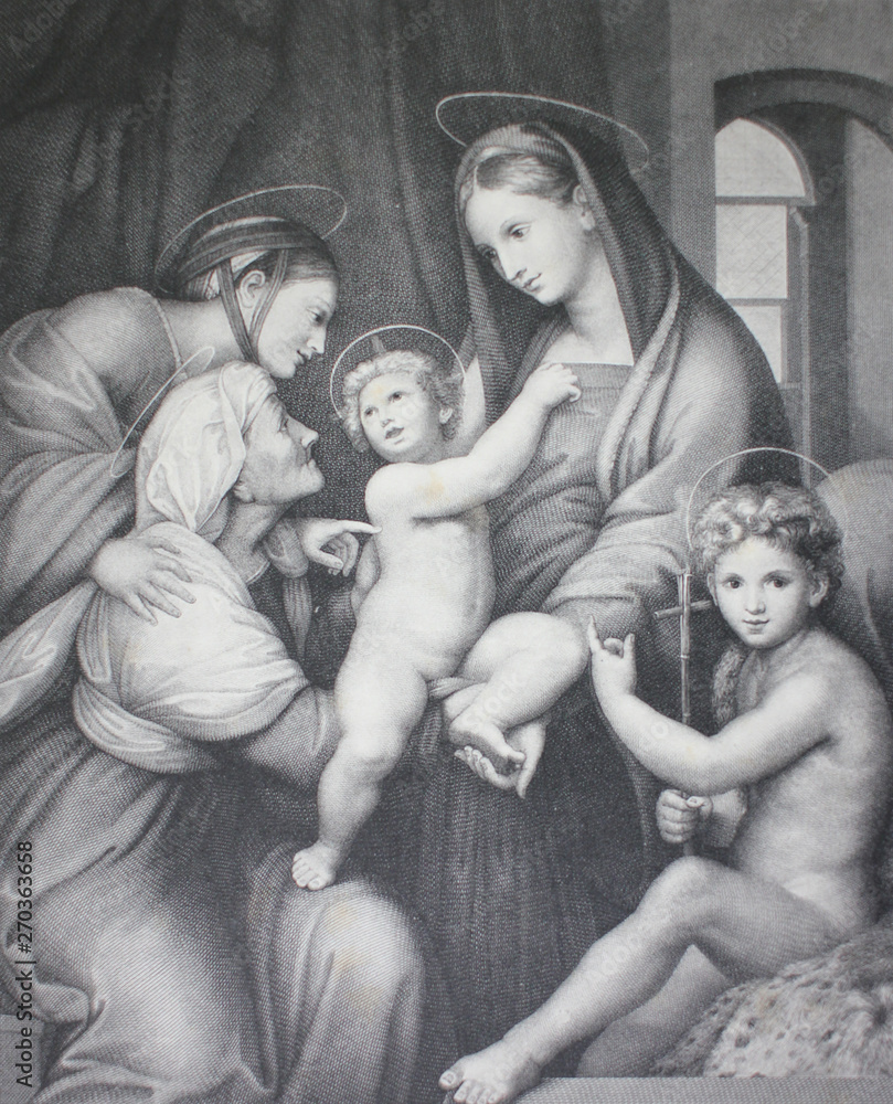 Φωτογραφία The Madonna dell'Impannata by Raphael Sanzio in a vintage book Rafael's Madonnen, by A