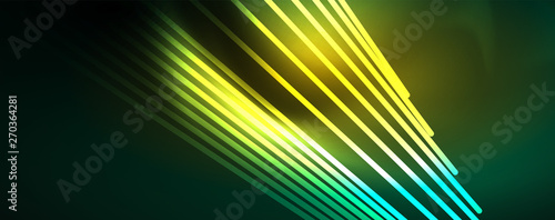Vector neon light lines concept, abstract background