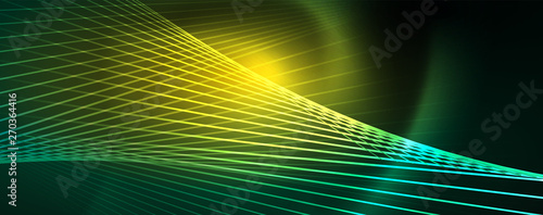 Vector neon light lines concept, abstract background