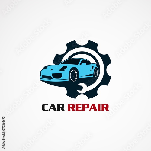 car repair service with circle gear logo vector, icon, element, and template for company