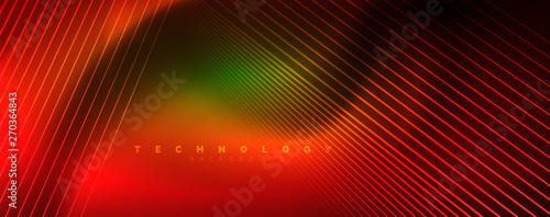 Vector neon light lines concept, abstract background