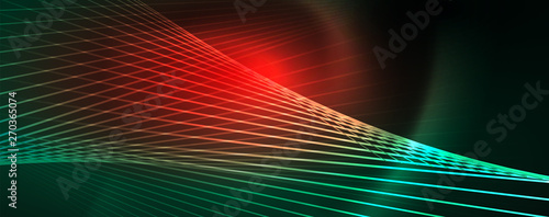 Vector neon light lines concept, abstract background