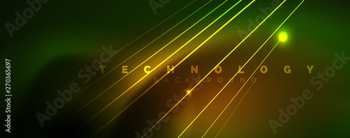 Vector neon light lines concept, abstract background