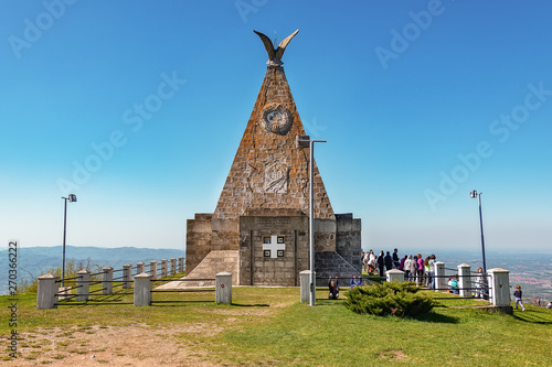 Loznica, Serbia April 21, 2019: Memorial Ossuary at Gucevo in which the remains of Serb and Austro-Hungarian warriors, buried in this area in 1914, were buried at the beginning of the First World War.