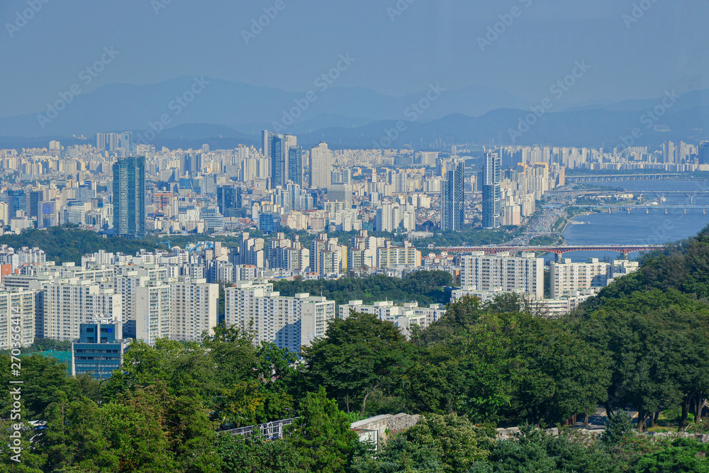 aerial view of seoul city