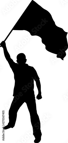 silhouette of male waving flag