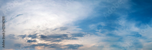 Photography Panorama sky with cloud on a cloudy sunrise or sunset