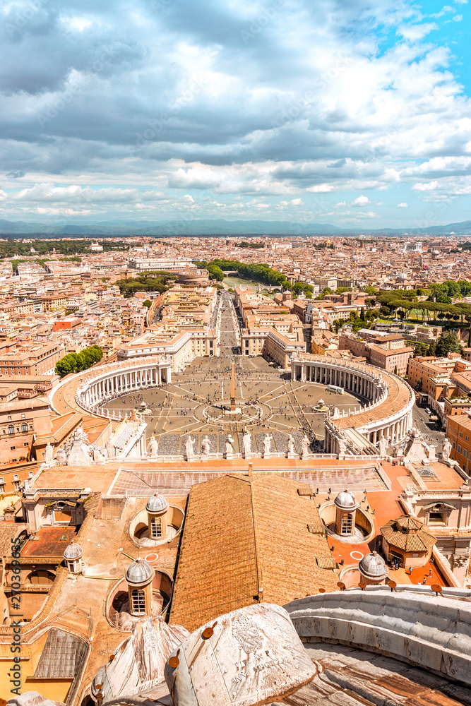 St. Peter square panorama view in Vatican city, Rome, Italy