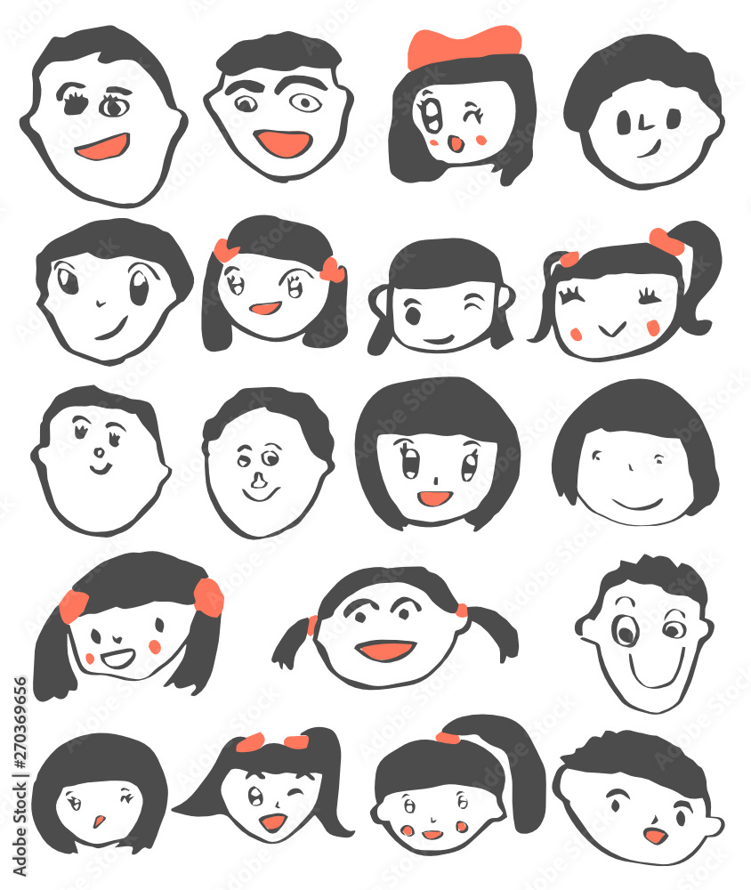 Child drawing, happy cute children portrait set vector Child drawing, happy cute children portrait set vector