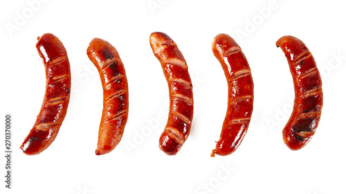 Grilled sausages isolated on a white background