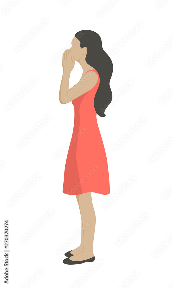 A woman is telling a secret. A woman is telling a secret.
