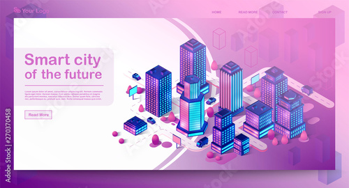 Smart city isometric architecture concept