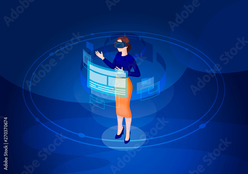 Virtual reality isometric vector illustration