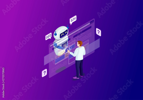 Chatbot isometric color vector illustration