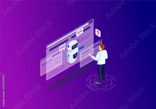 Chatbot isometric color vector illustration