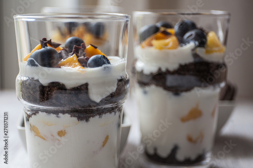 Parfeits with mango and blueberry
