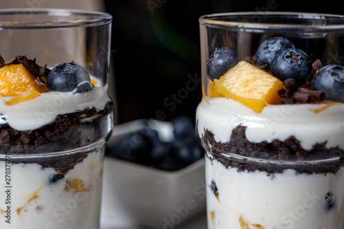 Closeup dessert in glass