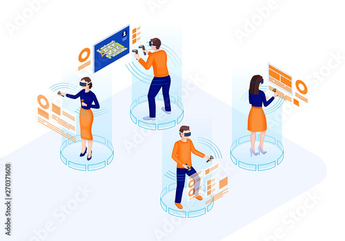 Virtual reality isometric vector illustration