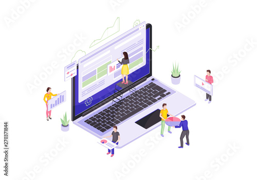 Web design and development isometric vector illustration