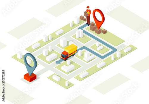 Delivery service isometric vector illustration