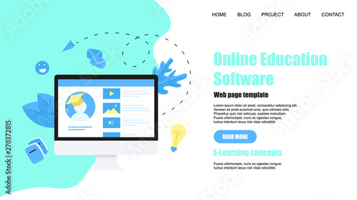 Webpage Template. Online education app. E-learning concept