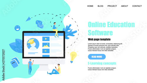 Webpage Template. Online education app. E-learning concept