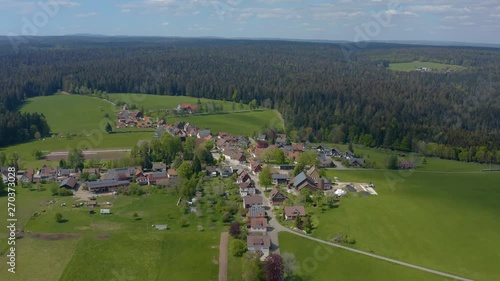 Aerial of flight forward over Schömberg in the black forest Schwarzwald photo