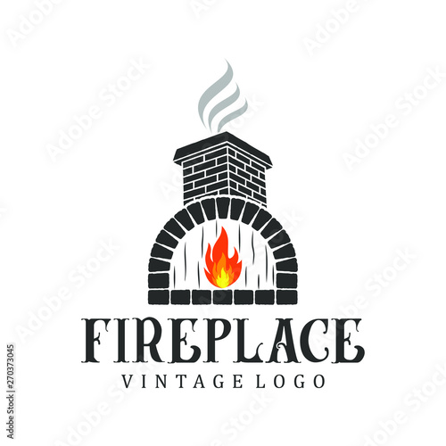 Fireplace logo vintage, for real estate and service