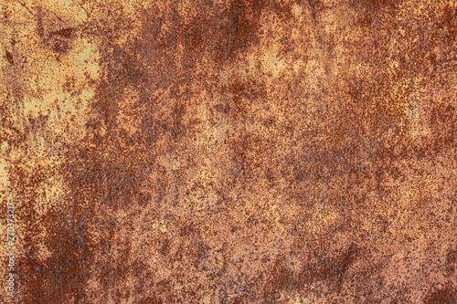 Grunge abandoned,abstract,aged,alloy,backdrop,background,black,brown,brush,copper,corrosion,corrosive,crack,damarusted metal texture. Rusty corrosion and oxidized background. Worn metallic iron panel. © Sergey