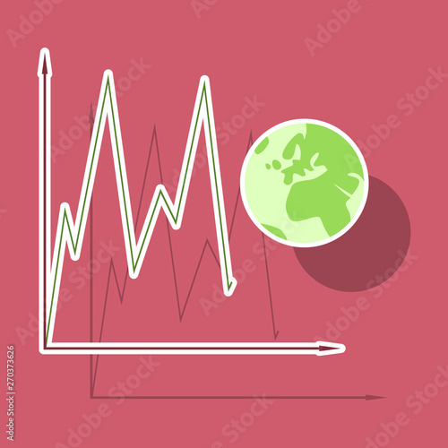paper sticker on theme Arabic business world economy chart