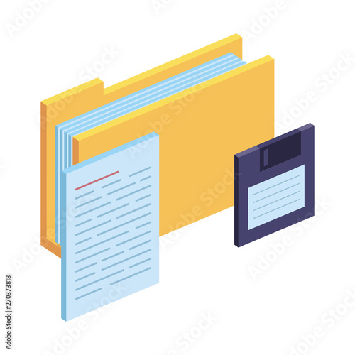 folder with documents files and floppy disk