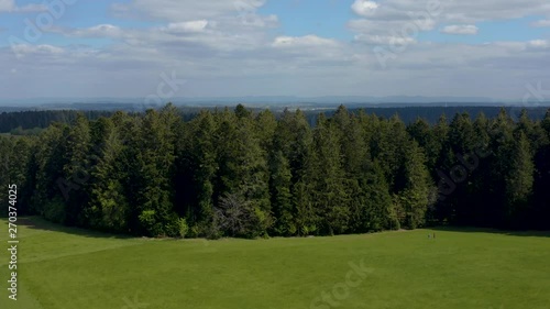 Aerial of ascending in front of trees close to Schömberg in the black forest Schwarzwald photo