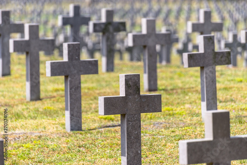 A lot of small, concrete crosses at the German war cemetery in the Netherlands.