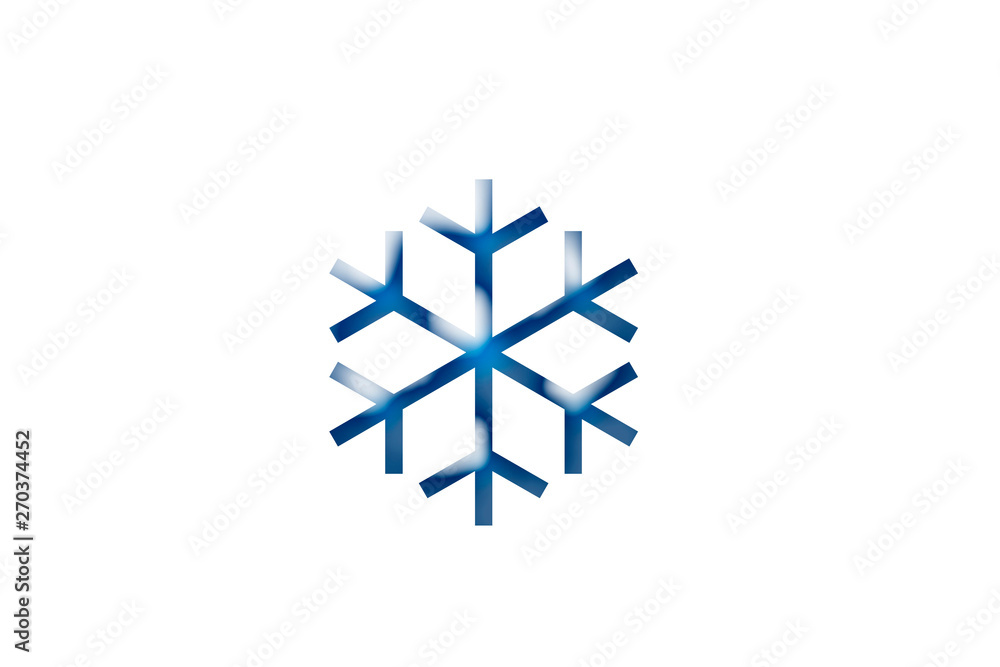 icy cold blue winter snow flake graphic resource on white background