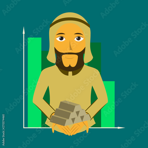 flat icon on theme Arabic business arabic businessman with gold