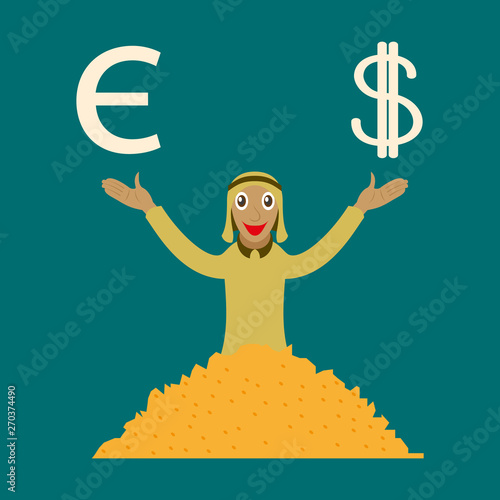 flat icon on theme Arabic business arabic businessman with money