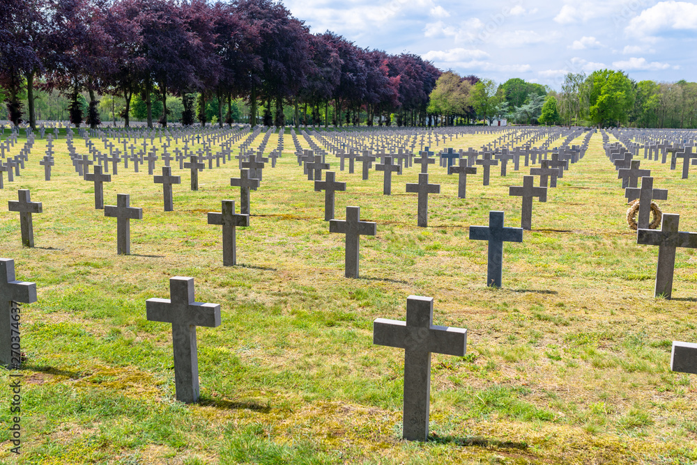 A lot of small, concrete crosses at the German war cemetery in the Netherlands.