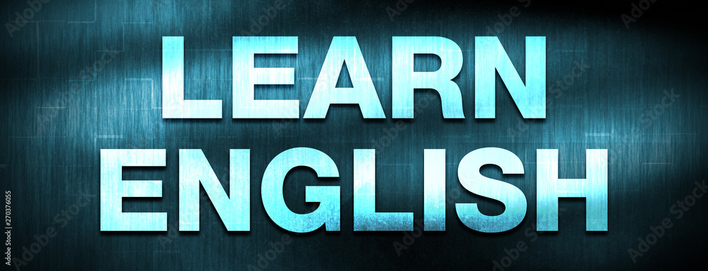 Learn English abstract blue banner background